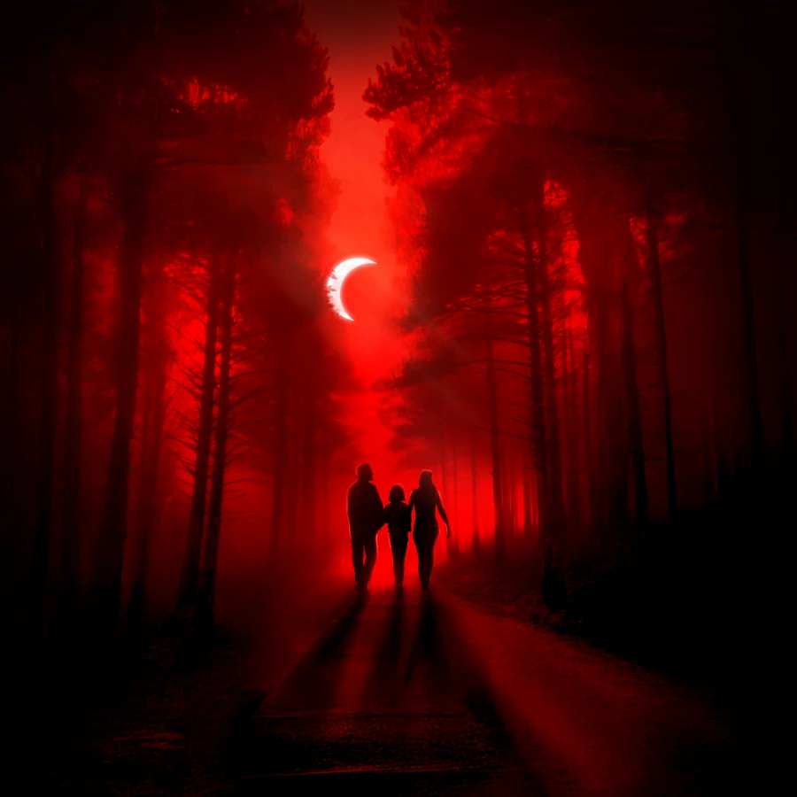 half moon on forest